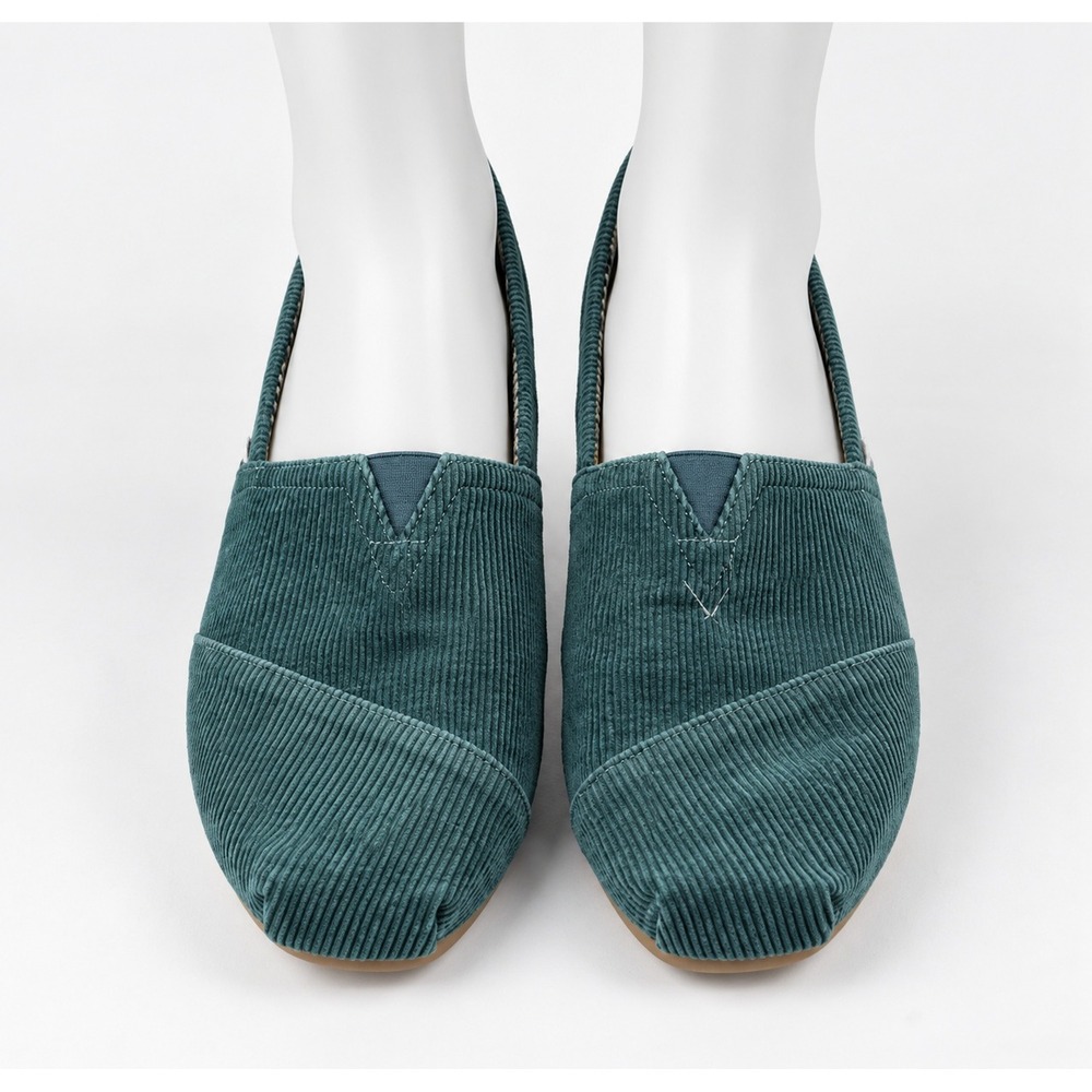 TOMS Alpargata Slip On Shoes Mens 12 Teal Green Corduroy Casual Flats 0042